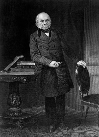 Portrét John Quincy Adams (1767-1848), americký politik a diplomat, který byl 6. prezidentem Spojených států v letech 1825 až 1829, rytina od Unbekannt Unbekannt