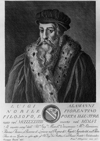 Portrét Luigiho Alamanniho (1495-1556), italského básníka, rytina Francesca Allegriniho (1729-po 1773) podle kresby Giuseppe Zocchi (narozen 1711 nebo 1717, zemřel 1767) od Unbekannt Unbekannt