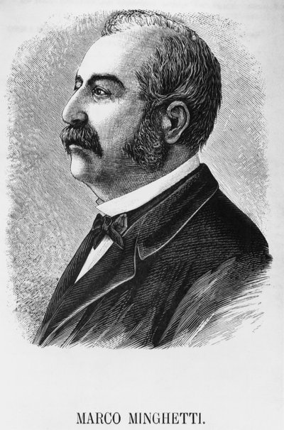Portrét Marca Minghettiho (1818-1886), italského ekonoma a státníka, který byl předsedou vlády Italského království v letech 1863 až 1864 a v letech 1873 až 1876, rytina od Unbekannt Unbekannt