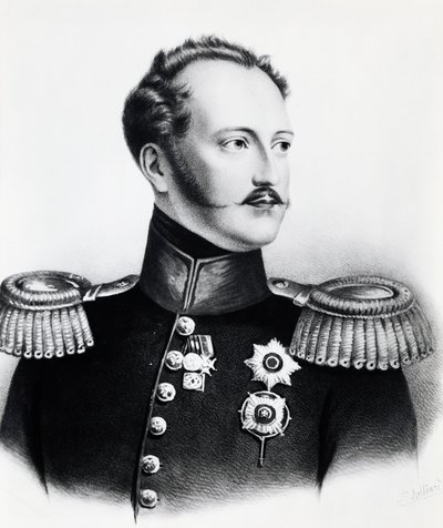Portrét Nicholas I Romanov (1796-1855), car Ruska od roku 1825 do roku 1855, rytina od Unbekannt Unbekannt