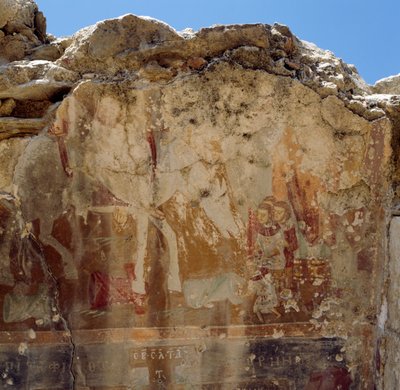 Zbytky fresek byzantského kostela v troskách v Preveli, Kréta, Řecko (foto) od Unbekannt Unbekannt