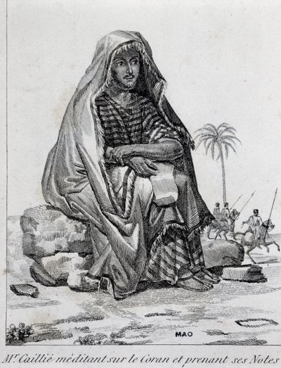 Rene Caillie (1799-1838), průzkumník v arabském oblečení, meditující o Koránu od Unbekannt Unbekannt