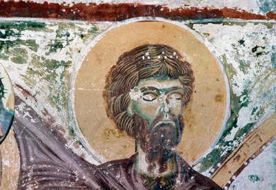 Svatý, detail z fresky v kostele Agios Georgios, Mourne, Kréta, Řecko (foto) od Unbekannt Unbekannt