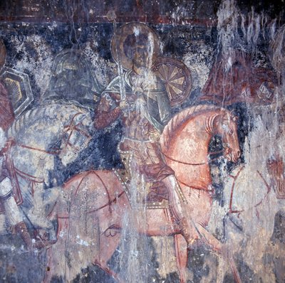 Svatý na koni, freska v kostele v Palaia Roumata, Kréta, Řecko (foto) od Unbekannt Unbekannt