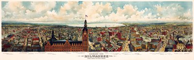 Panoramatický pohled na Milwaukee, Wis. Převzato z radniční věže / The Gugler Lithographic Co od Library of Congress