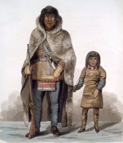 Portrét Akaitcho a jeho syna, 1824 od Lieutenant Hood