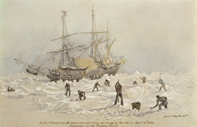 Příhody na obchodní cestě: HMS Terror, jak se objevila po vyvržení ledem v zamrzlém průlivu, 27. září 1836 od Lieutenant Smyth