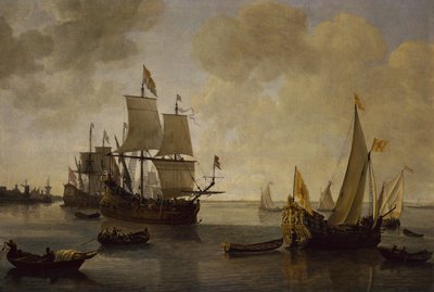 The States Yacht of Prince William II of Orange with other Shipping (olej na plátně) od Lieve Verschuier
