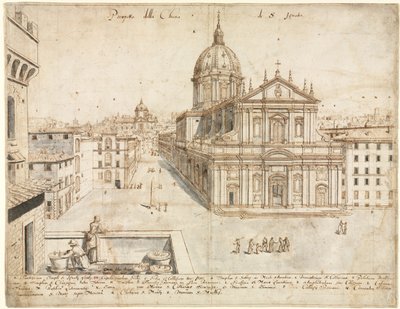 Osmnáct pohledů na Řím: Kostel SantIgnazio, 1665. od Lievin Cruyl