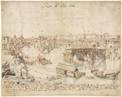 Osmnáct pohledů na Řím: Ponte Rotto, 1665. od Lievin Cruyl