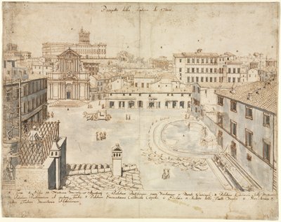 Osmnáct pohledů na Řím: Fontána di Trevi, 1665. od Lievin Cruyl