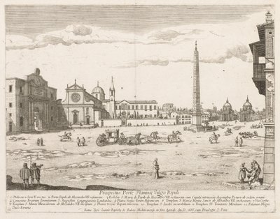 Piazza del Popolo z "Výhledu na dominanty města Říma" od Lievin Cruyl