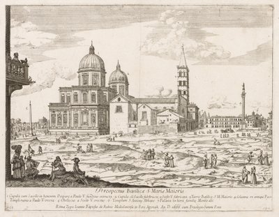 Santa Maria Maggiore z "Výhledu na dominanty města Říma" od Lievin Cruyl