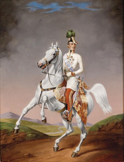 Portrét Františka Josefa I. Rakouského na koni, 1855 od Lilly König