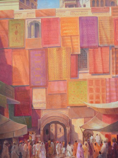 Městská zeď s koberci, Jaisalmer od Lincoln Seligman