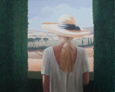 Dívka, pohled zezadu, Toskánsko, 2012 (akryl na plátně) od Lincoln Seligman