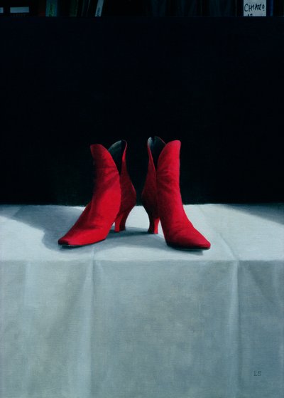 Červené boty, 1995 (akryl na desce) od Lincoln Seligman