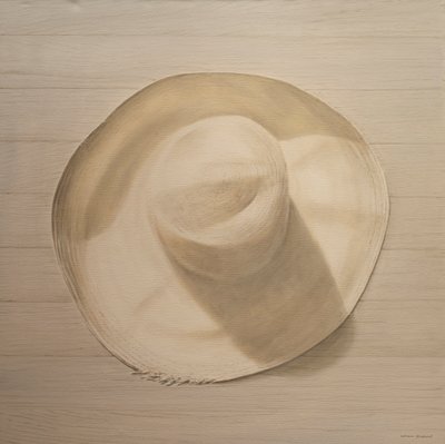Traveling Hat on Dusty Table, 2010 (akryl na plátně) od Lincoln Seligman