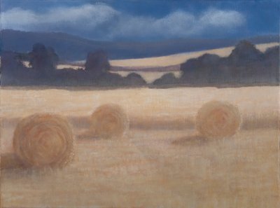 Dva balíky sena, 2012 (akryl na plátně) od Lincoln Seligman