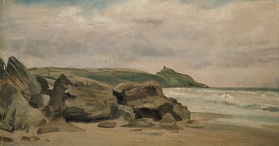 Pohled směrem k Rame Head, Cornwall, 19. století (olej na mlýnské desce) od Lionel Constable