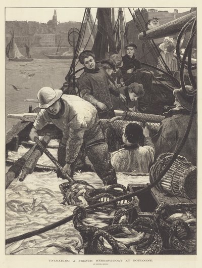 Vykládání francouzského sledě-boatu v Boulogne od Lionel Percy Smythe