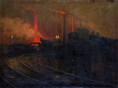 „Ocelárna Dowlais, Cardiff v noci“, 1893-1897 od Lionel Walden