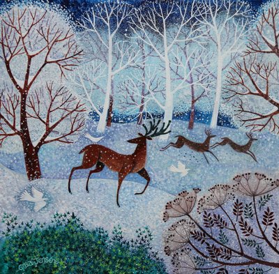 Cool Stag, 2021, (akryl na papíře) od Lisa Graa Jensen