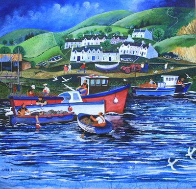 Landing the Catch, 2010, (akryl na papíře) od Lisa Graa Jensen