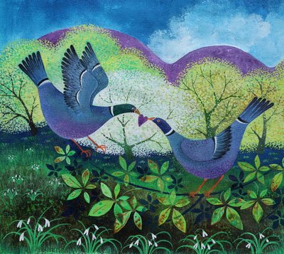 Love Birds, 2020, (akryl na papíře) od Lisa Graa Jensen