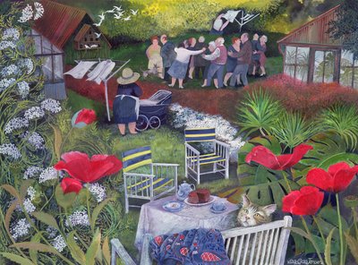 Neighborhood Watch Party, 1995 (akrylový inkoust, kvaš) od Lisa Graa Jensen