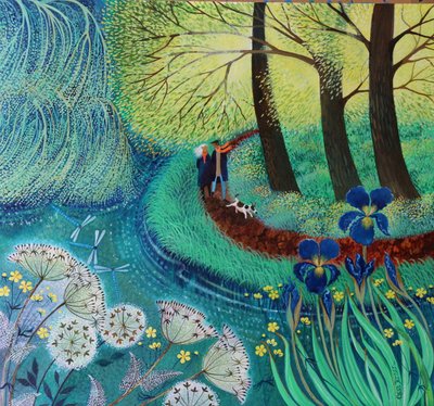 River Wey Walk, 2017, (akryl na papíře) od Lisa Graa Jensen