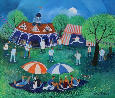 Nedělní kriket 2016 (akrylové barvy na papíře) od Lisa Graa Jensen