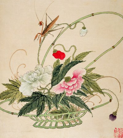 Jeden ze série obrazů květin a hmyzu, konec 19. století od Liu Hua