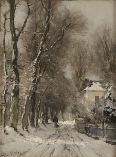 Zasněžená cesta v zimě (olej na desce) od Lodewijk Frederik Hendrik (1850 1936) Apol