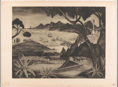 Horská krajina se zálivem na Korsice La Corse (původní název) od Lodewijk Schelfhout (signed by artist)