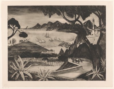 Horská krajina se zálivem na Korsice La Corse (původní název) od Lodewijk Schelfhout (signed by artist)
