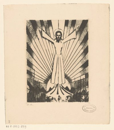 Kristus s roztaženýma rukama v kopcovité krajině od Lodewijk Schelfhout (signed by artist)