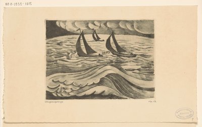 Tři plachetnice na moři během bouře La Tempête (původní název) od Lodewijk Schelfhout (signed by artist)