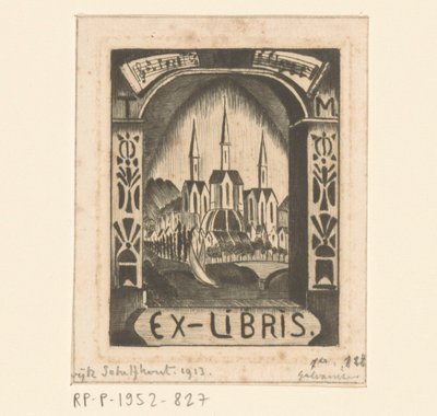 Ex libris T. Mengelberga od Lodewijk Schelfhout (signed by artist)