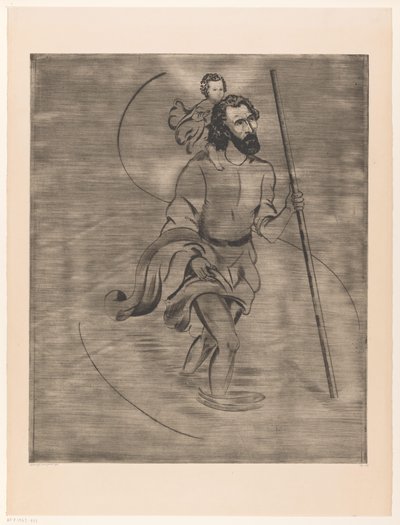Svatý Kryštof s Ježíškem Saint Christophe (původní název) od Lodewijk Schelfhout (signed by artist)
