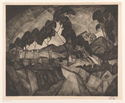 Kopcovitá krajina v Provence La Provence (původní název na objektu) od Lodewijk Schelfhout (signed by artist)