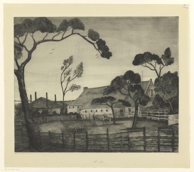 Holandská krajina s farmou a loukou Paysage Hollandais (původní název) od Lodewijk Schelfhout (signed by artist)
