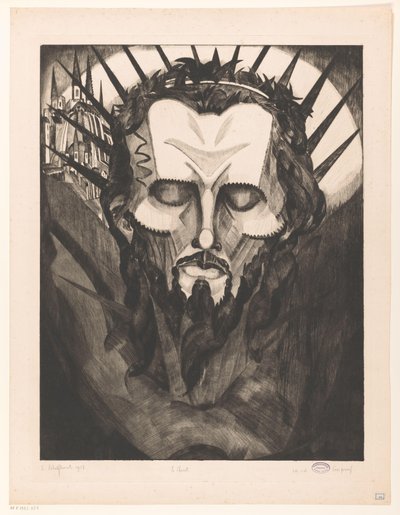 Hlava Kristova Tête de Christ I (původní název na předmětu) od Lodewijk Schelfhout (signed by artist)