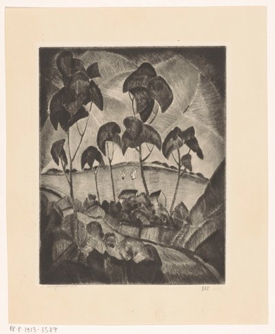Spíše v kopcovité krajině Le Lac (původní název) od Lodewijk Schelfhout (signed by artist)