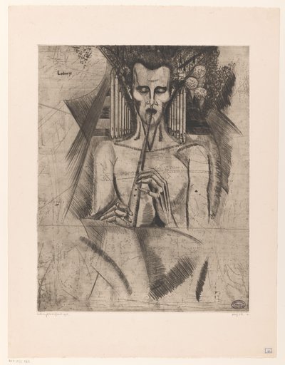 Nahý muž hrající na flétnu La Musique (původní název) od Lodewijk Schelfhout (signed by artist)
