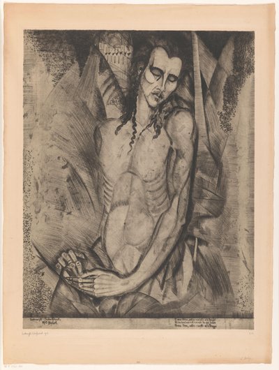 Nahý muž se zavřenýma očima Le Martyr (původní název) od Lodewijk Schelfhout (signed by artist)
