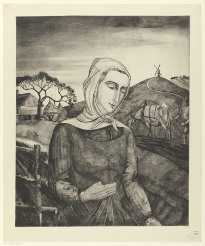 Vlámský farmář v kopcovité krajině Jeune fille Flamande (původní název) od Lodewijk Schelfhout (signed by artist)