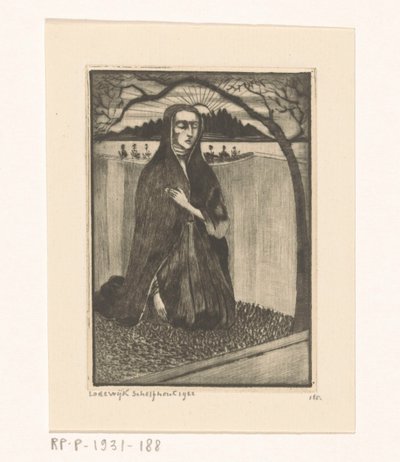 Žena u hrobu Femme au tombeau (původní název) od Lodewijk Schelfhout (signed by artist)
