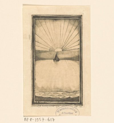 Plachetnice na moři při vycházejícím nebo zapadajícím slunci od Lodewijk Schelfhout (signed by artist)