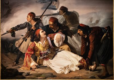 Smrt Marca Botzarise, kolem roku 1841 (olej na plátně) od Lodovico Lipparini